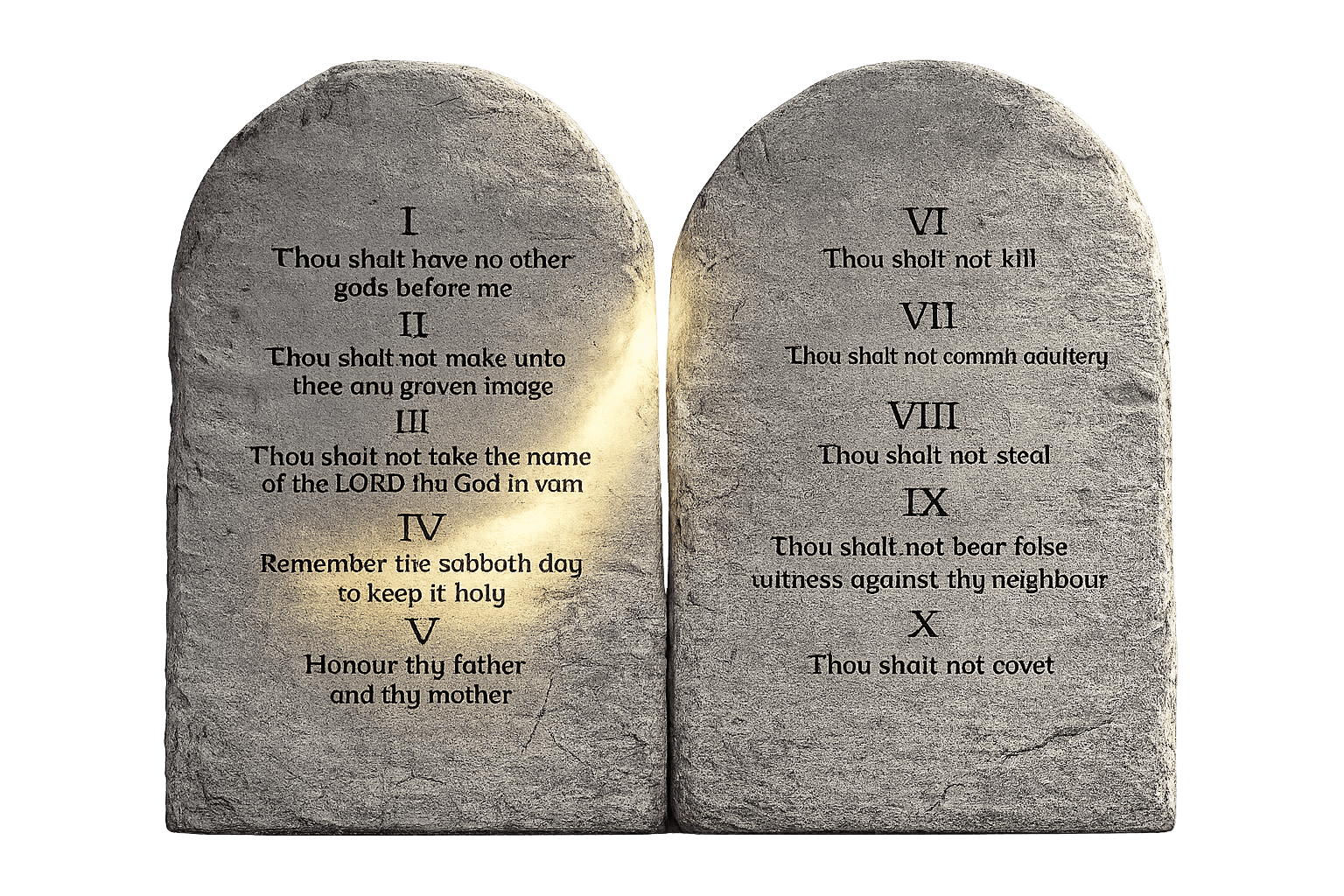 Ten Commandments on stone tablets